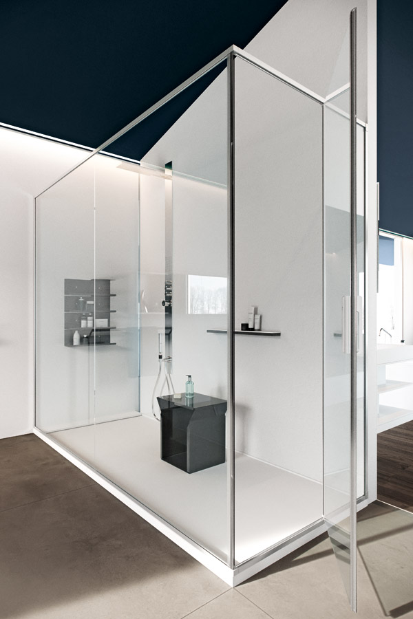 Box anta battente, linea Piatto doccia makro